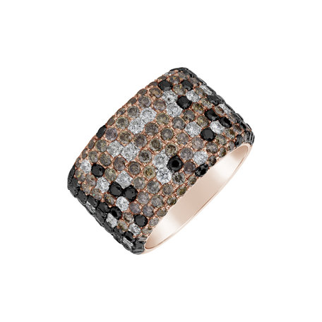 Ring with white, brown and black diamonds Betsy
