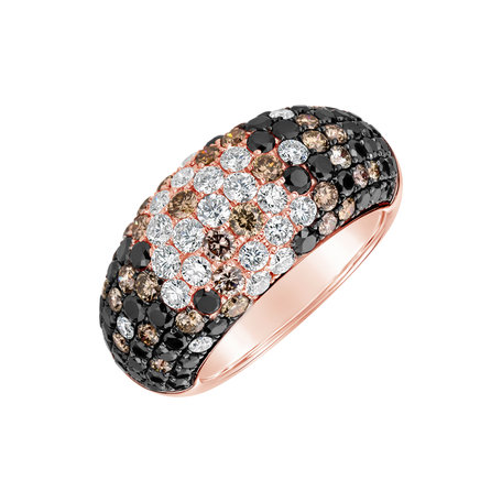 Ring with pink,brown and black diamonds Inferno Miracle