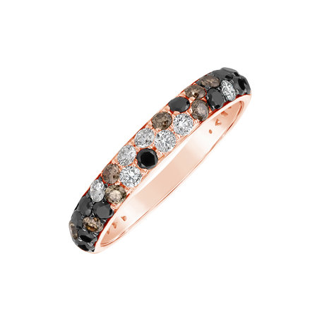 Ring with white, brown and black diamonds Inferno Galaxy