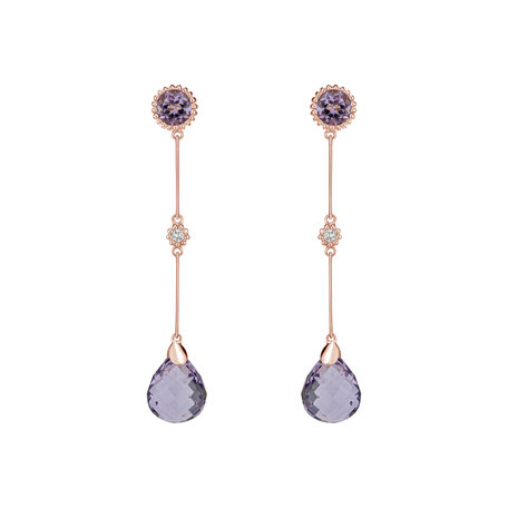 Diamond earrings with Amethyst Ophiuchus