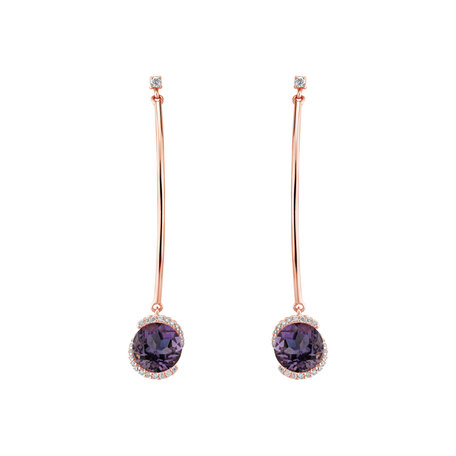 Diamond earrings with Amethyst Expecting Perfection