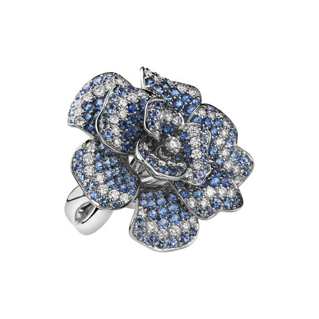 Diamond ring with Sapphire Parissienne Rose