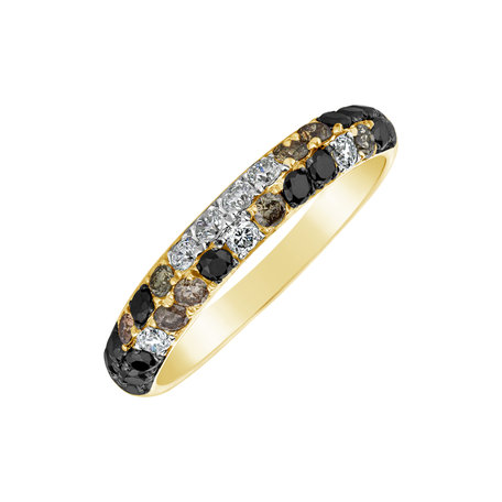 Ring with white, brown and black diamonds Bessie