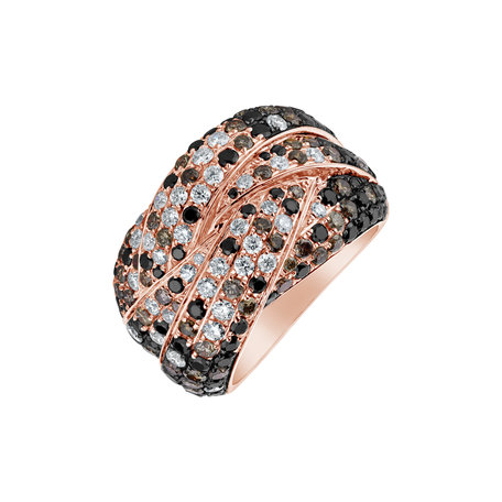 Ring with black, brown and white diamonds Sky Eminence