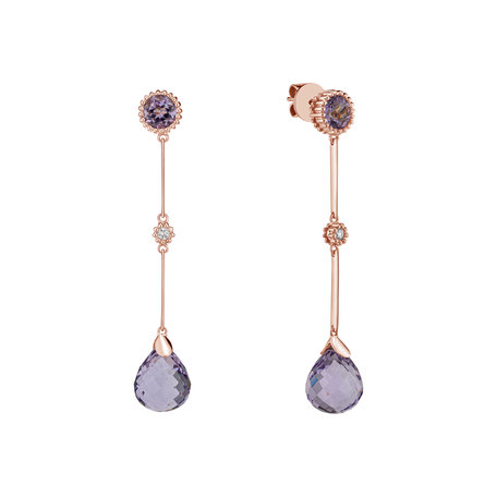 Diamond earrings with Amethyst Ophiuchus