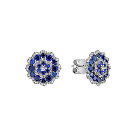 Diamond earrings and Sapphire Luxurious Mandala