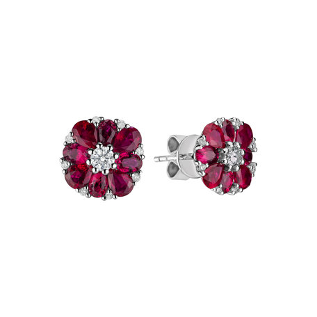 Diamond earrings and Ruby Red Blossom