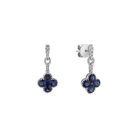 Diamond earrings and Sapphire Fire Clover
