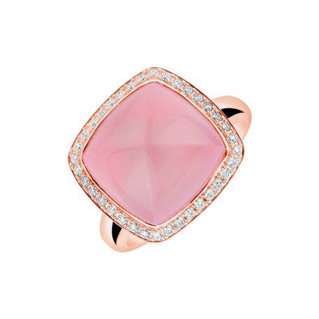 18ct rose gold diamond ring with Rose Quartz Cosmic Mystery