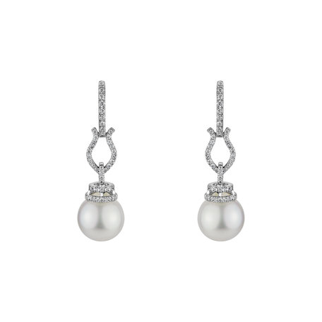 Diamond earrings with Pearl Ocean Sorrow