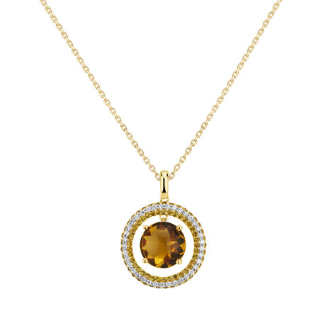 Diamond pendant with Citrine and Sapphire Sun Rays