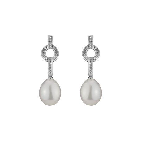 Diamond earrings with Pearl Underwater Mystery