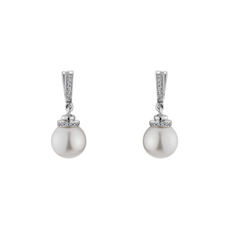 Diamond earrings with Pearl Sea Twins