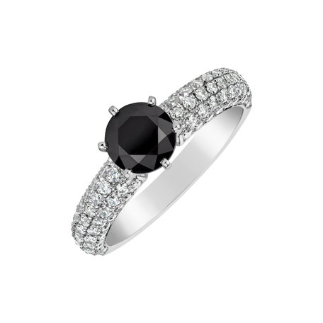 Ring with black and white diamonds Lucia