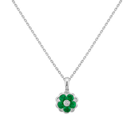 Diamond pendant with Emerald Amina
