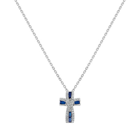 Diamond pendant with Sapphire Divine Cross