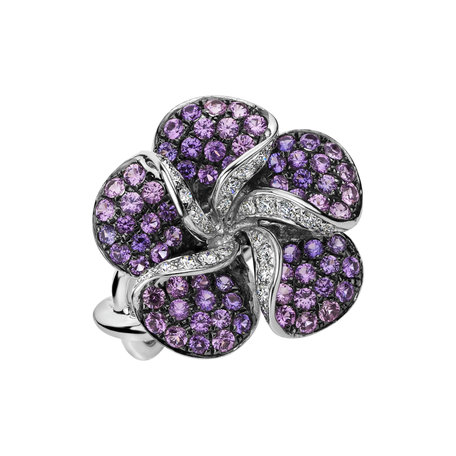 Diamond ring with Sapphire Delicious Orchid