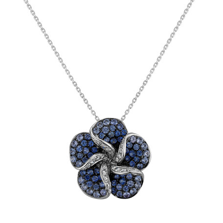 Diamond pendant with Sapphire Bellflower