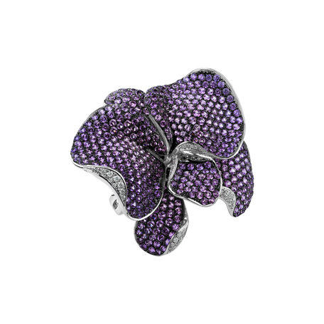 Diamond ring with Sapphire Violet Orchid