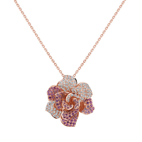 Diamond pendant with Sapphire Moon Magnolia