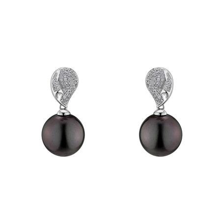 Diamond earrings with Pearl Ocean Reflection