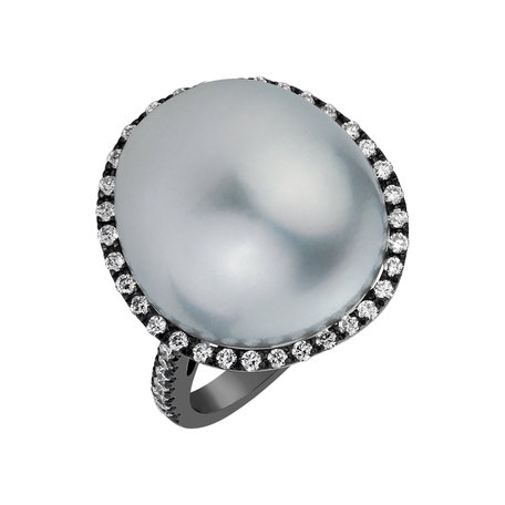 Diamond ring with Pearl Ocean Saint