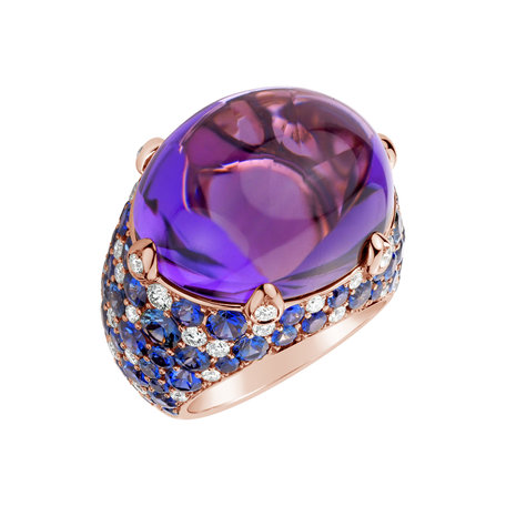 Diamond ring with Amethyst and Sapphire Oraculum