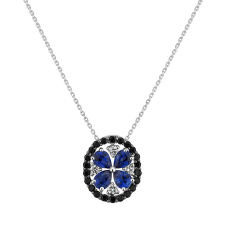 Pendant with black and white diamonds and Sapphire The Piece of Lilac