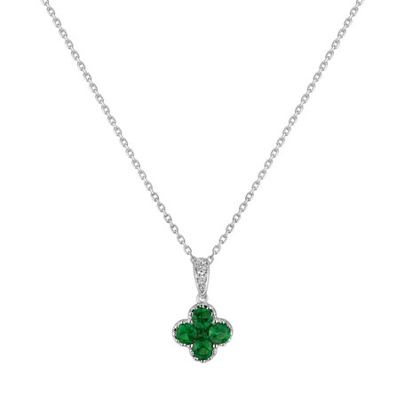 Diamond pendant with Emerald Mystic Relic