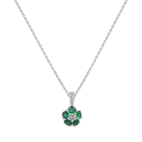 Diamond pendant with Emerald The Glow of the Flower