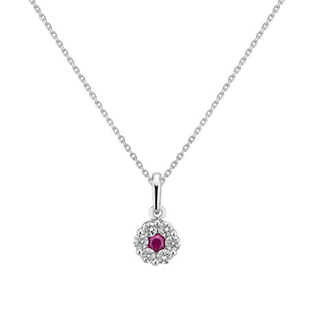 Diamond pendant with Ruby Midnight Tear
