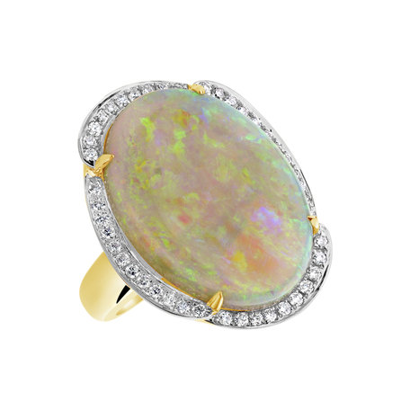 Diamond ring with Opal Aitana