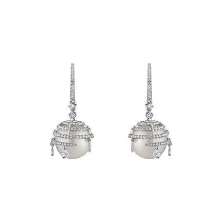 Diamond earrings with Pearl Angel Sin