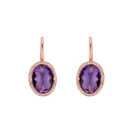 Diamond earrings with Amethyst Damron