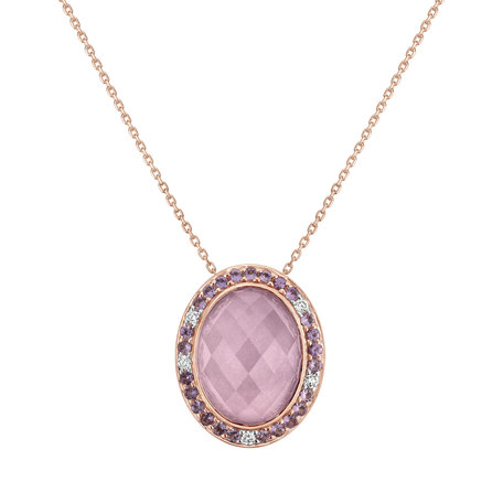 Diamond pendant with Rose Quartz and Sapphire Incredible Tale
