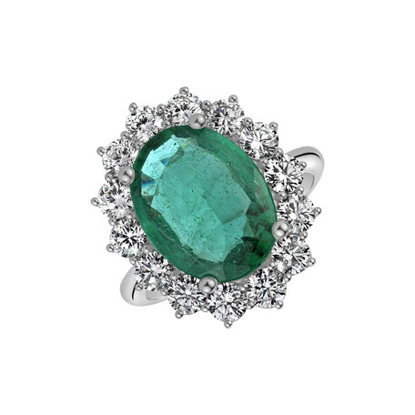 Diamond ring with Emerald Sky Goddess