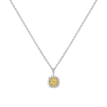 Pendant with yellow and white diamonds Bright Feeling