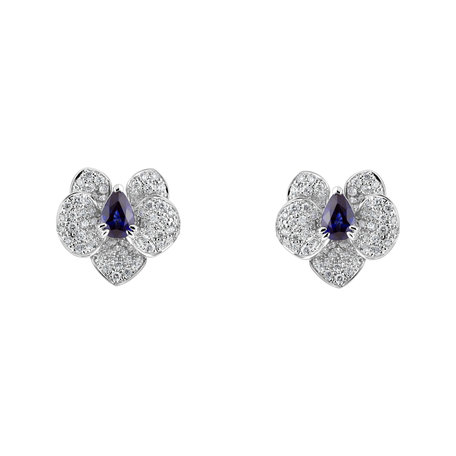Diamond earrings with Sapphire Sapphire Orchid
