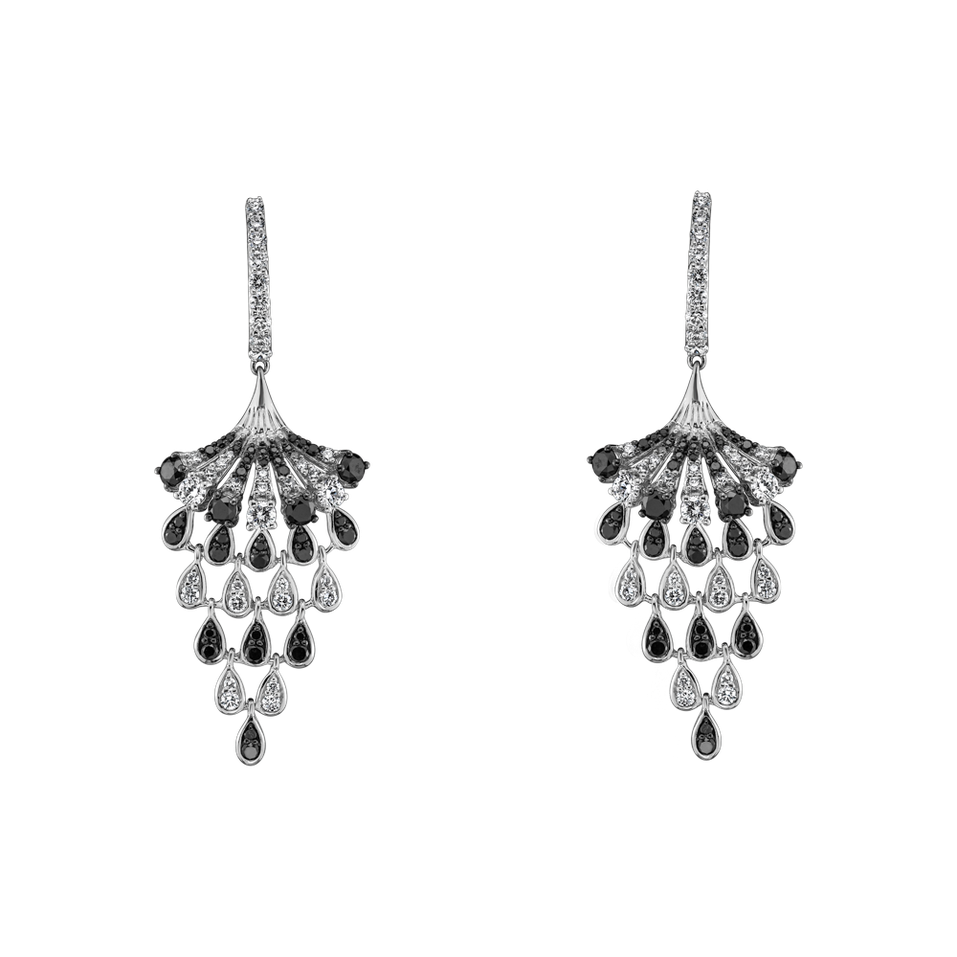 Earrings with black and white diamonds Royal Mesh