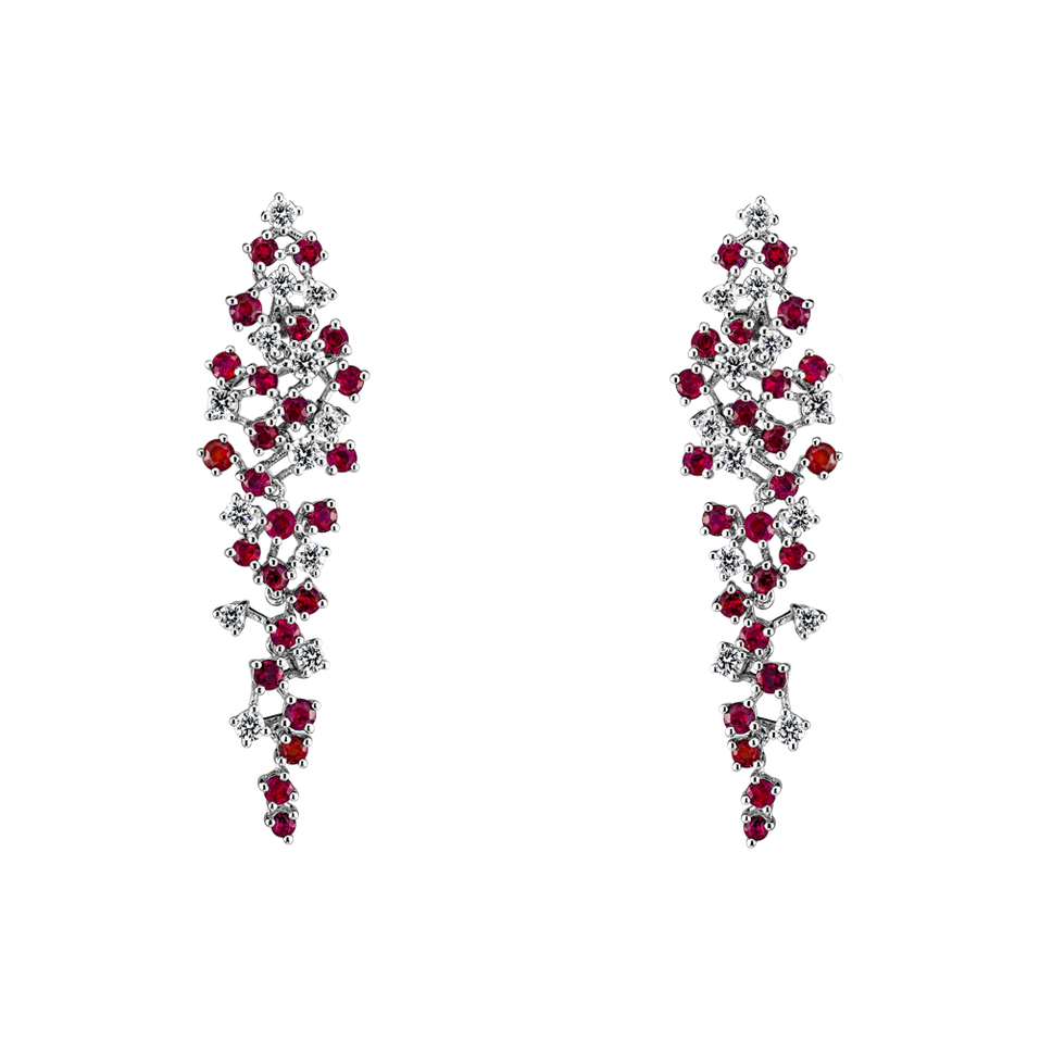 Diamond earrings and Ruby Sparkling Waterfall