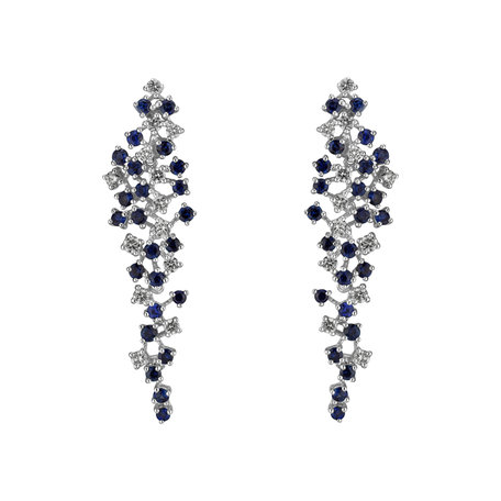 Diamond earrings and Sapphire Sparkling Waterfall