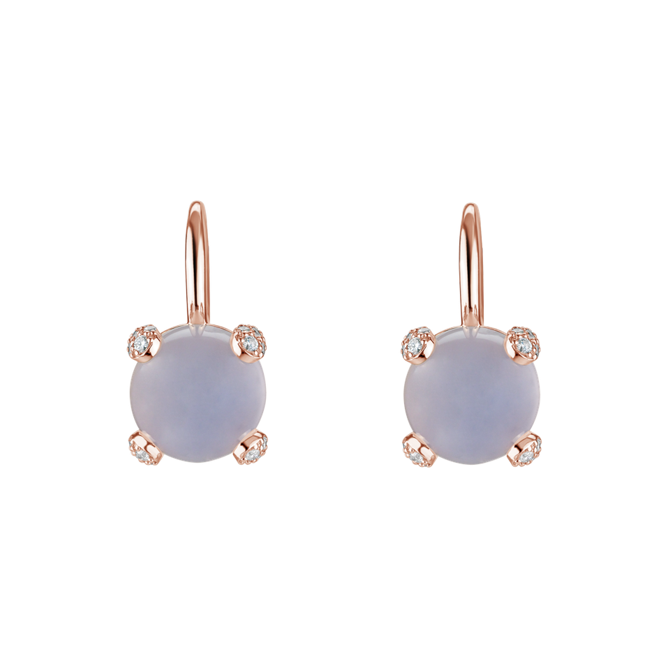 Diamond earrings with Chalcedony Royal Drops
