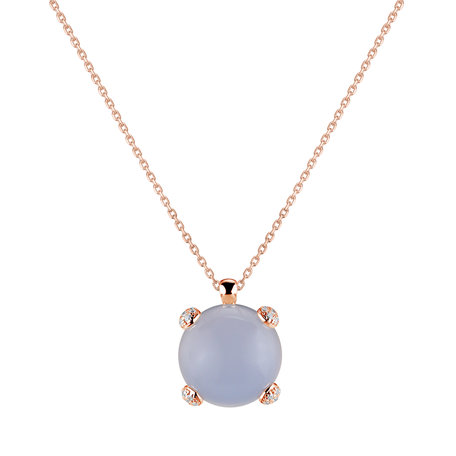 Diamond necklace with Chalcedony Royal Drop