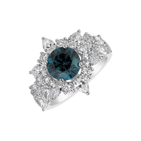 Ring with blue diamonds and white diamonds Pure Nobility
