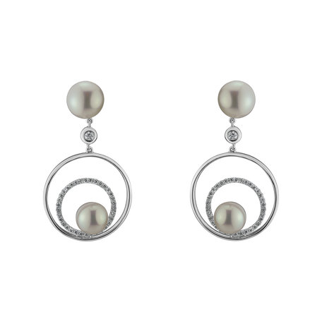 Diamond earrings with Pearl Vortex Susana