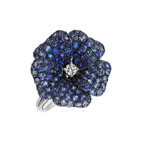 Diamond ring with Sapphire Blue Jasmin