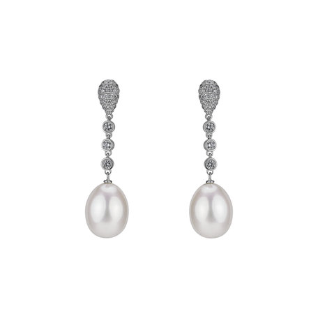 Diamond earrings with Pearl Pearly Elegance