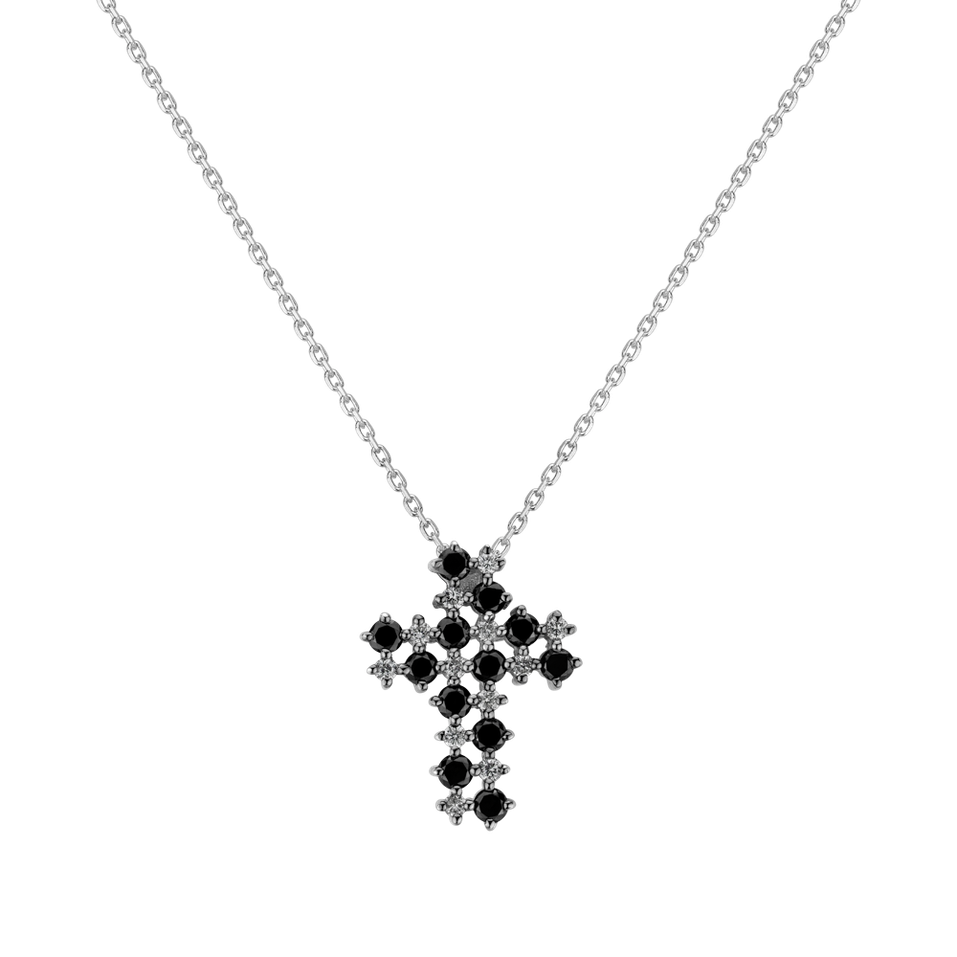 Pendant with black and white diamonds Godly Cross