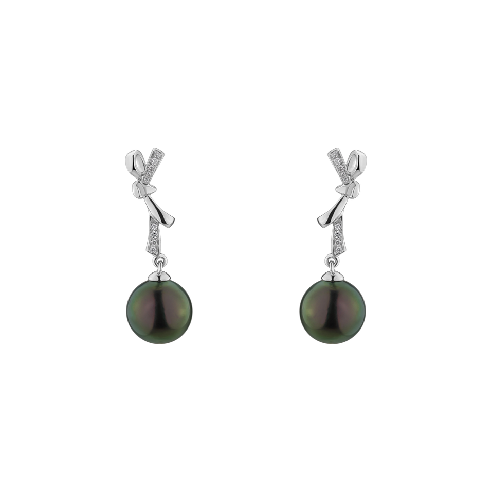 Diamond earrings with Pearl Sea Tales
