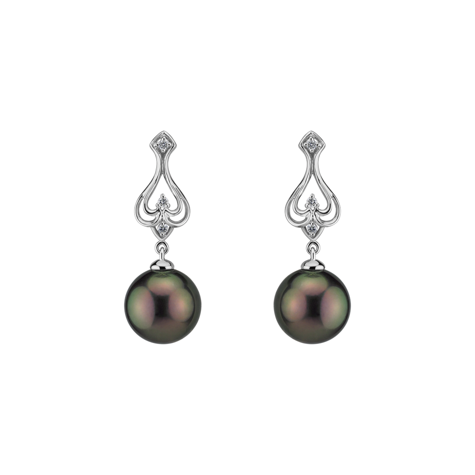 Diamond earrings with Pearl Astral Ocean